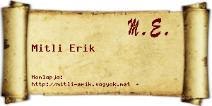 Mitli Erik névjegykártya